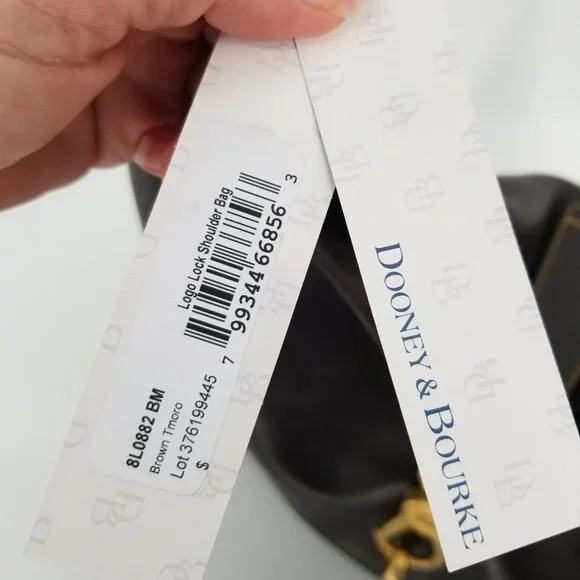 NWT Dooney & Bourke Soft Pebble Brown T'Moro Leather Logo Lock Shoulder Bag - Picture 8 of 14